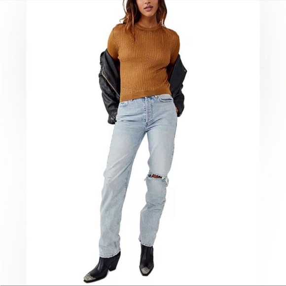 Free People H2O  crew NWT small color Tiger’s Eye $98 - Picture 3 of 7